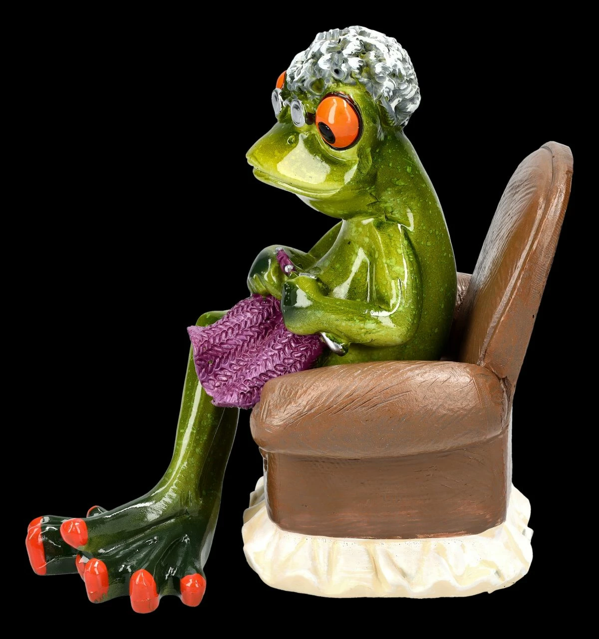 Lustige Frosch Figur - Oma Beim Stricken 6 Lustige Frosch Figur - Oma Beim Stricken – Bild 4