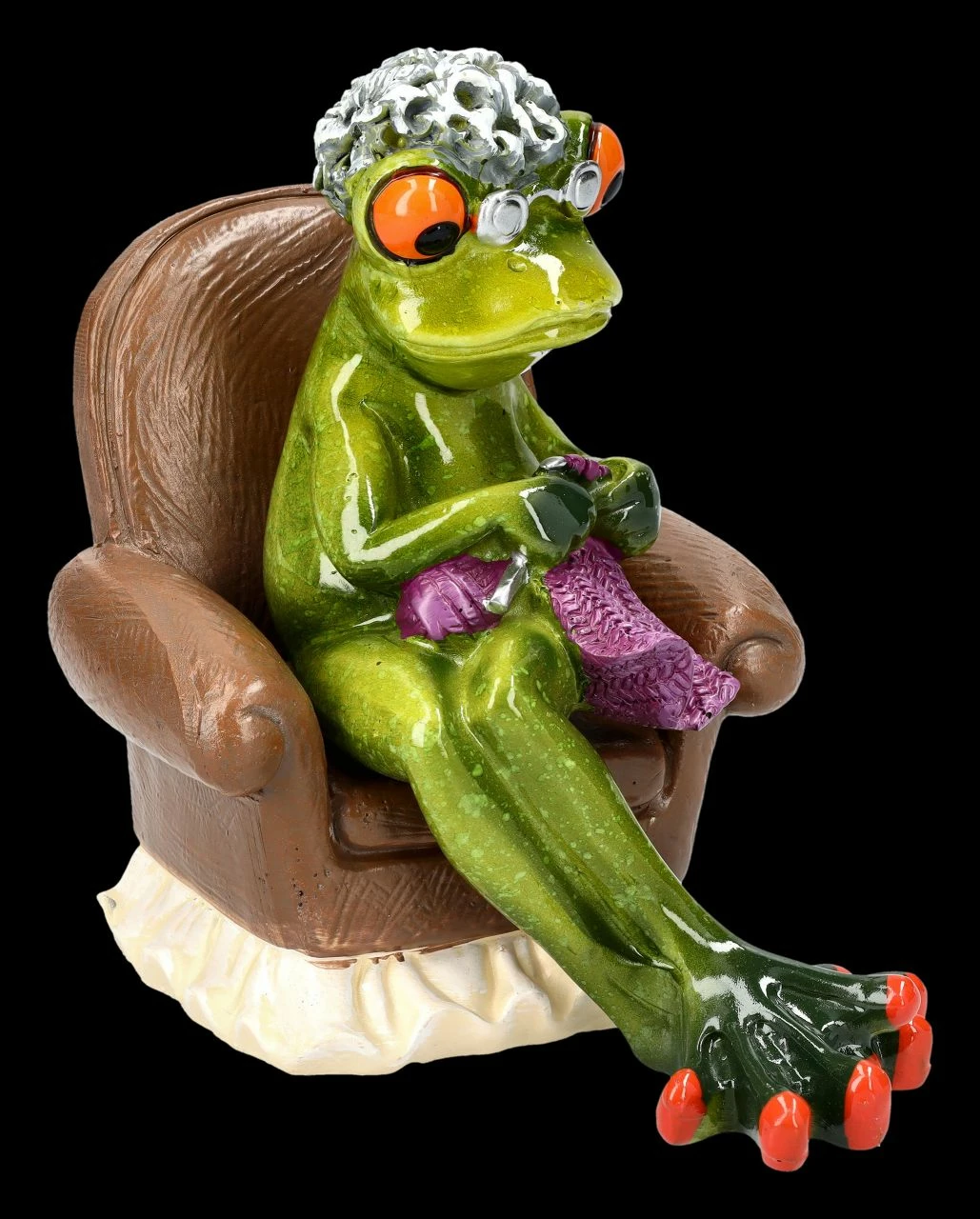 Lustige Frosch Figur - Oma Beim Stricken 5 Lustige Frosch Figur - Oma Beim Stricken – Bild 3