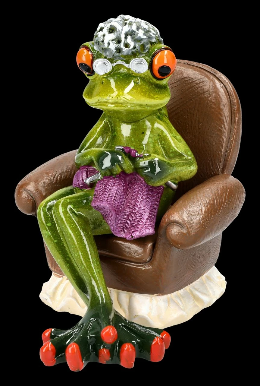 Lustige Frosch Figur - Oma Beim Stricken 3 Lustige Frosch Figur - Oma Beim Stricken