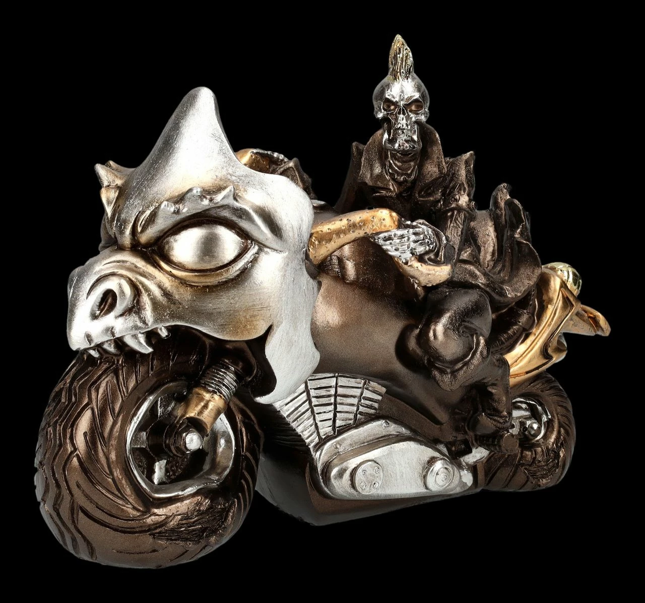 Skelett Figur Motorrad - Ride Or Die Bronzefarben 4 Skelett Figur Motorrad - Ride Or Die Bronzefarben – Bild 2