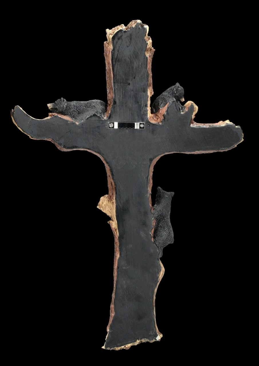 Wandrelief Kreuz - Schwarzbären Auf Baum 6 Wandrelief Kreuz - Schwarzbären Auf Baum – Bild 4