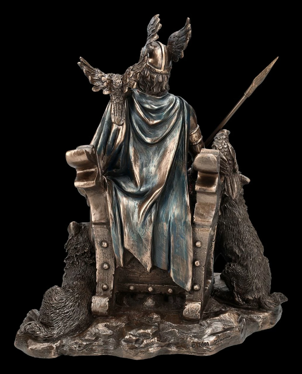 Odin Figur Mit Wölfen Und Rabe Auf Thron 6 Odin Figur Mit Wölfen Und Rabe Auf Thron – Bild 4