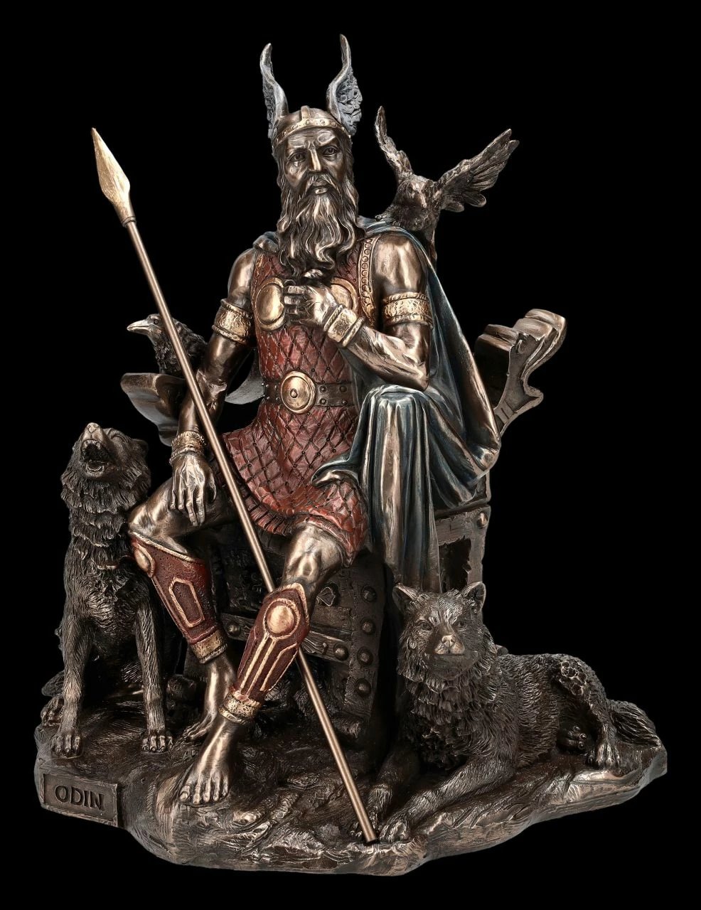 Odin Figur Mit Wölfen Und Rabe Auf Thron 8 Odin Figur Mit Wölfen Und Rabe Auf Thron – Bild 6