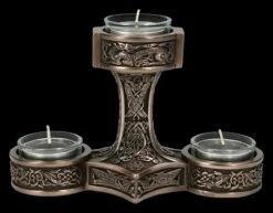 Teelichthalter - Thor's Hammer Mjolnir Bronziert