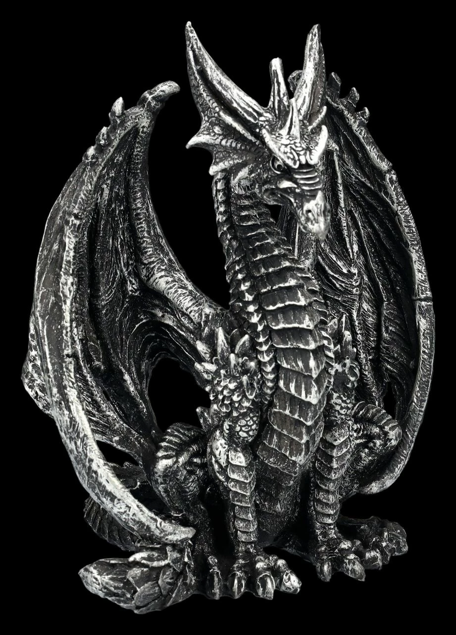 Drachen Figur - Wächter Silberfarben 4 Drachen Figur - Wächter Silberfarben – Bild 2
