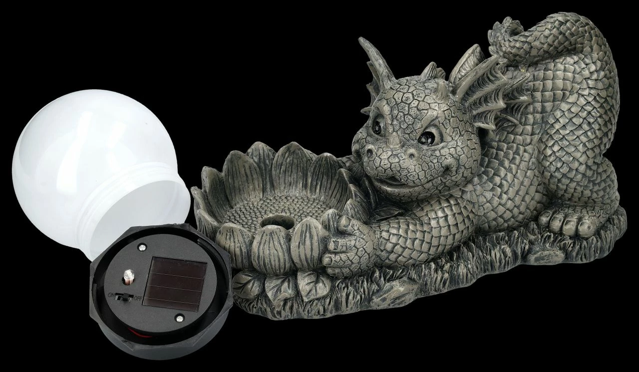 Garten Figur - Drache Spielt Mit Solarlampe 4 Garten Figur - Drache Spielt Mit Solarlampe – Bild 2