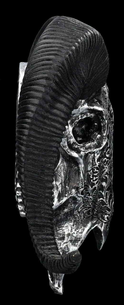 Wandrelief - Widderschädel Mit Verzierungen Mittel Silber 8 Wandrelief - Widderschädel Mit Verzierungen Mittel Silber – Bild 6