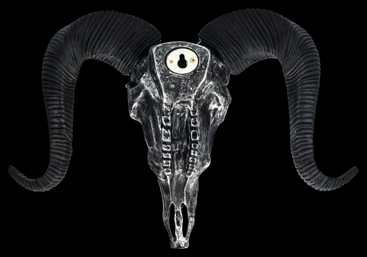 Wandrelief - Widderschädel Mit Verzierungen Mittel Silber 10 Wandrelief - Widderschädel Mit Verzierungen Mittel Silber – Bild 8