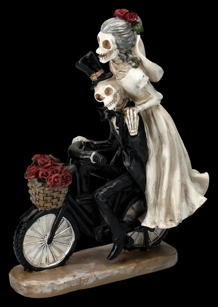 Skelettfigur - Hochzeitspaar Auf Fahrrad 4 Skelettfigur - Hochzeitspaar Auf Fahrrad – Bild 2