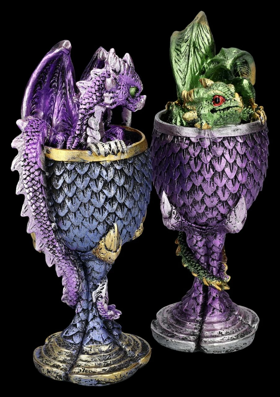 Drachen Figuren Sitzen In Kelch 2er 4 Drachen Figuren Sitzen In Kelch 2er – Bild 2