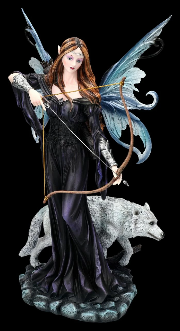 Elfen Figur - Amora Mit Bogen Und Wolf 4 Elfen Figur - Amora Mit Bogen Und Wolf – Bild 2