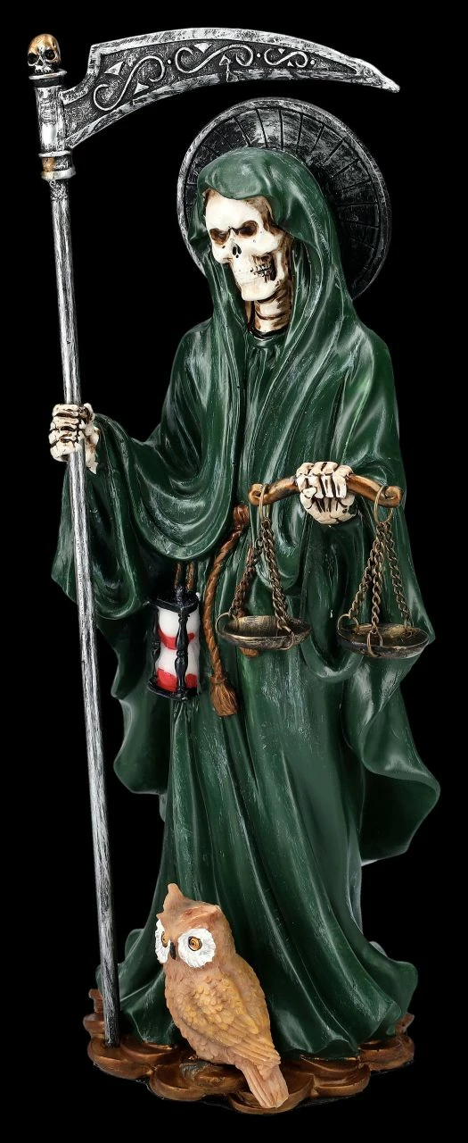 Santa Muerte Figur Mit Waage Grün 8 Santa Muerte Figur Mit Waage Grün – Bild 6