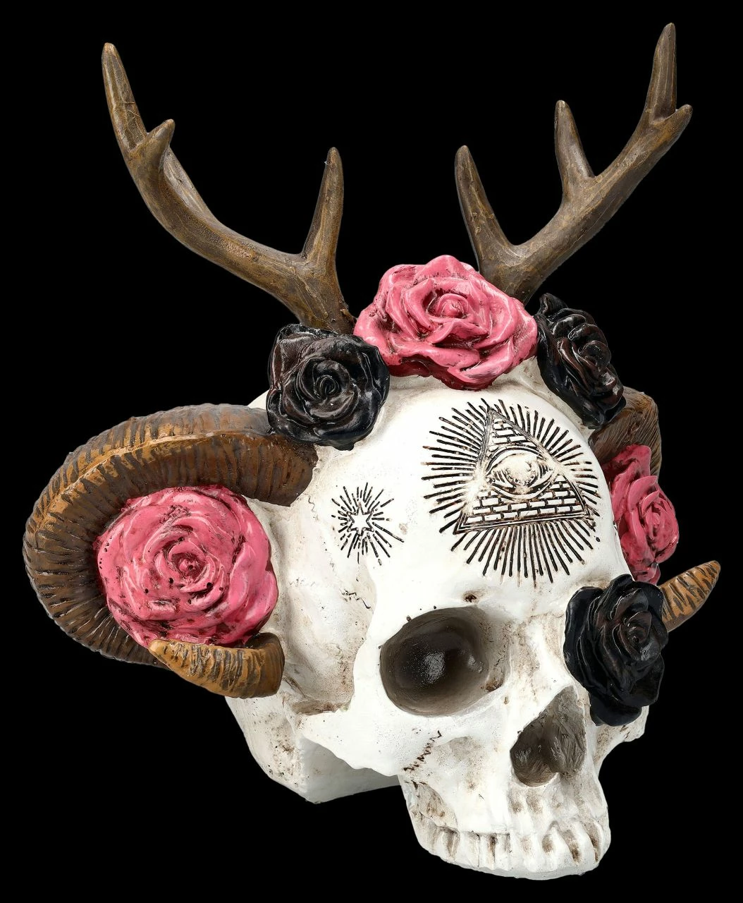 Totenkopf Figur - Wicca Schädel Mit Geweih 4 Totenkopf Figur - Wicca Schädel Mit Geweih – Bild 2