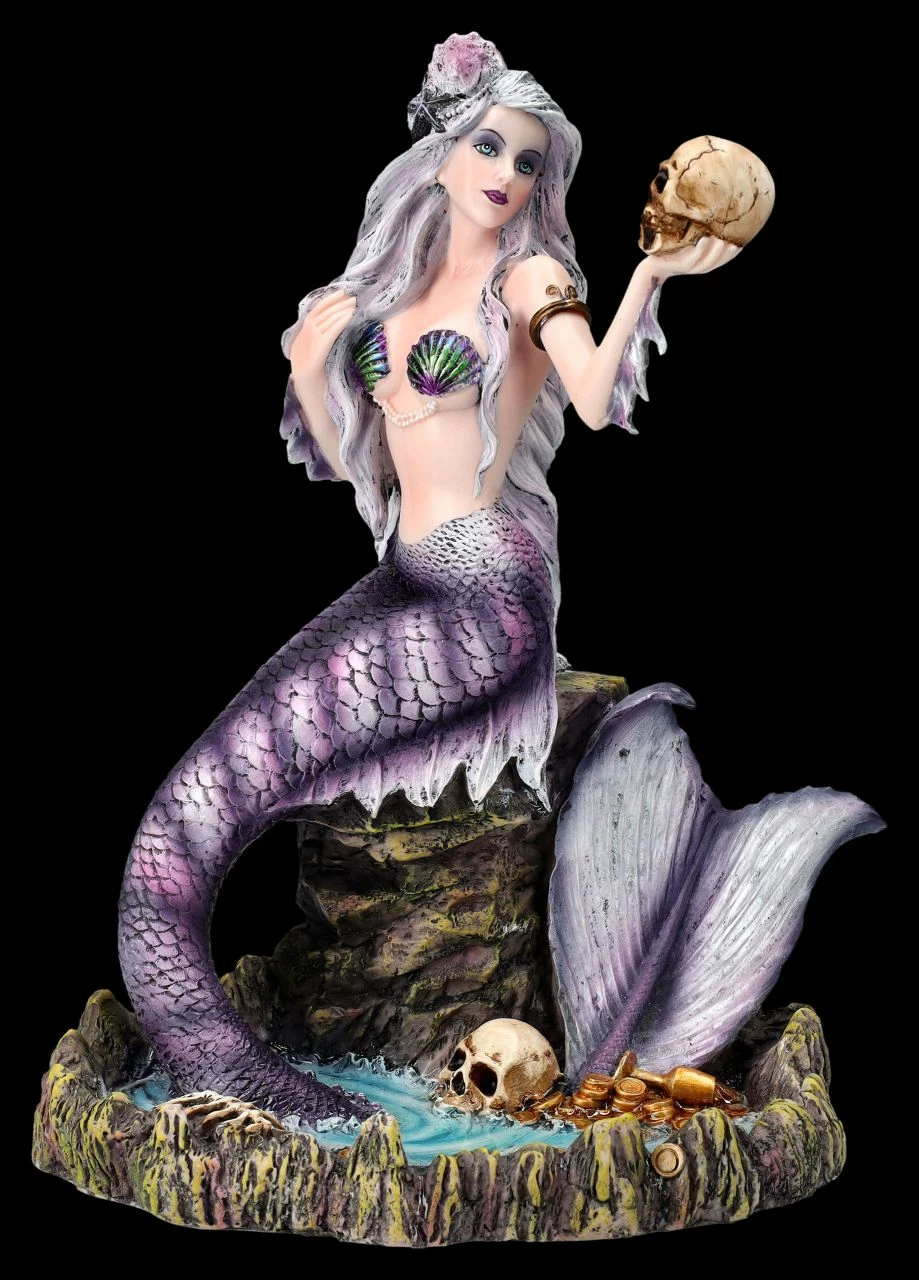 Meerjungfrauen Figur - Gothana Mit Schädel 3 Meerjungfrauen Figur - Gothana Mit Schädel