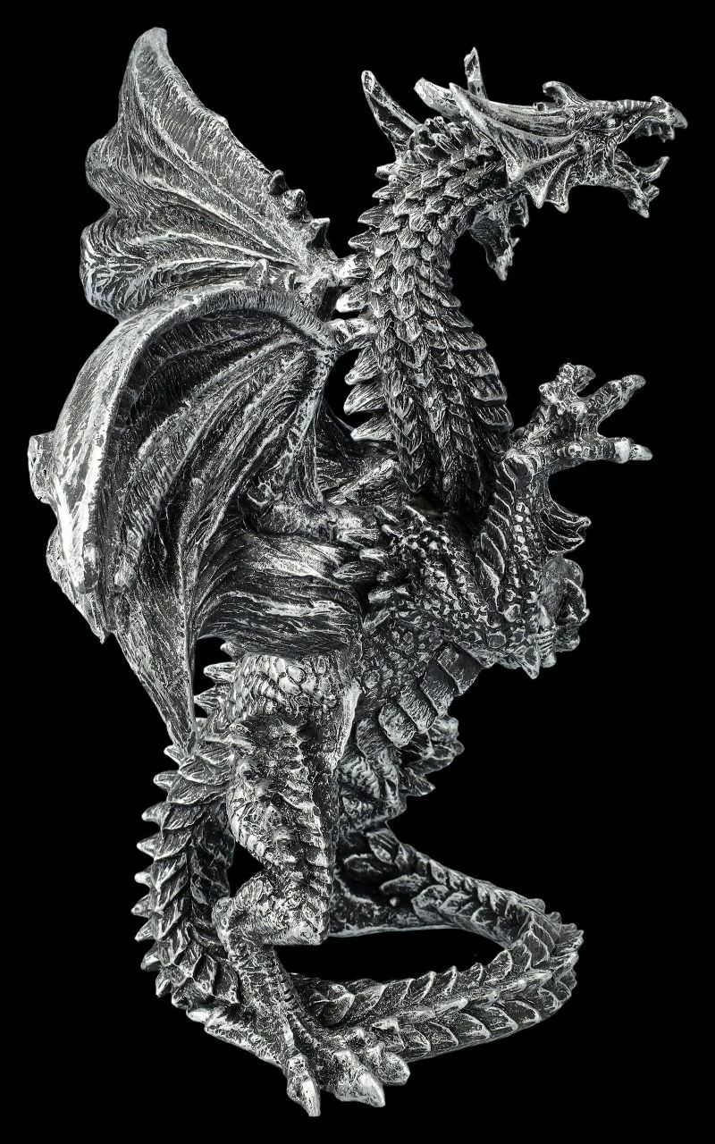 Drachenfigur Silber - Zweiköpfige Hydra 8 Drachenfigur Silber - Zweiköpfige Hydra – Bild 6