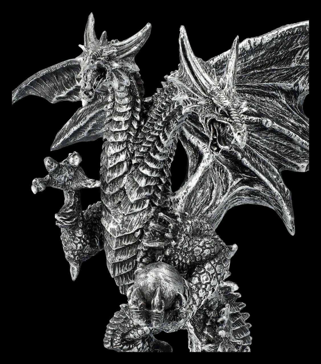 Drachenfigur Silber - Zweiköpfige Hydra 9 Drachenfigur Silber - Zweiköpfige Hydra – Bild 7