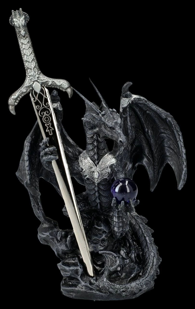 Brieföffner - Schwarzer Drache In Rüstung 3 Brieföffner - Schwarzer Drache In Rüstung