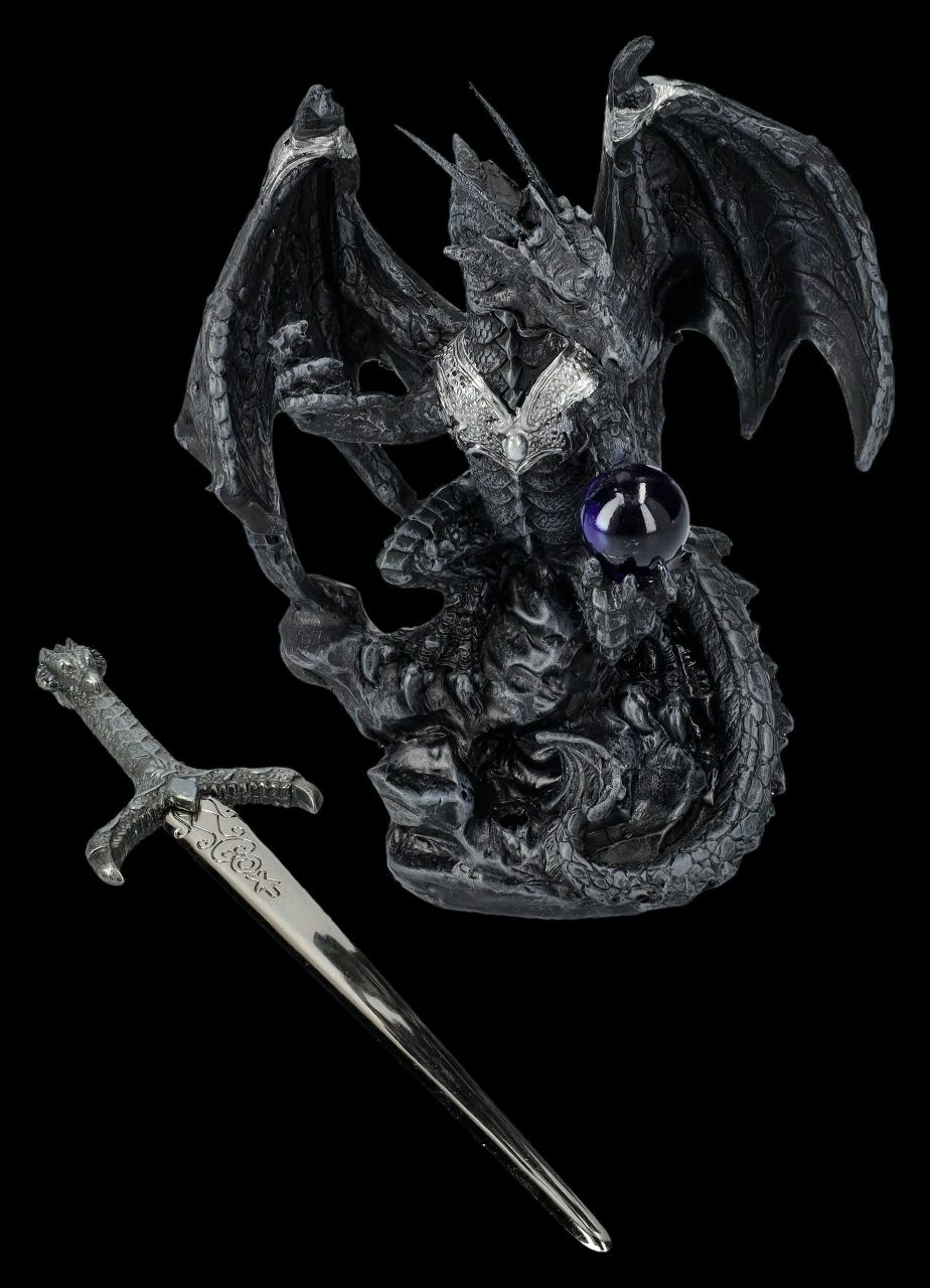 Brieföffner - Schwarzer Drache In Rüstung 4 Brieföffner - Schwarzer Drache In Rüstung – Bild 2