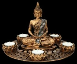 Buddha Figur Als Fünffach Teelichthalter Bronzefarben -FIGUREN Verkäufe 2D FS26334 Buddha Figur als f nffach Teelichthalter bronzefarben 1 1280x1280