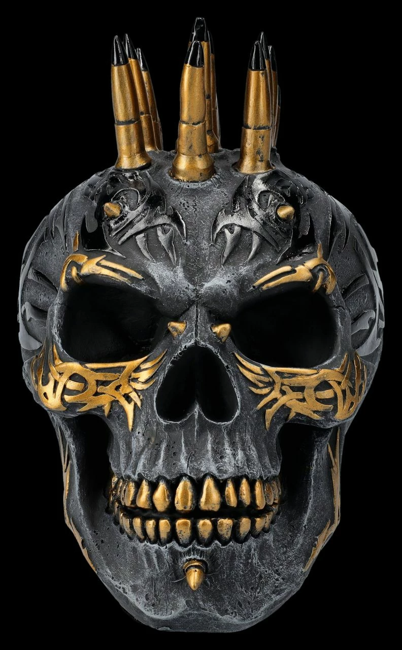 Spiral Totenkopf Figur - Patronen Iro Schwarz-Gold 4 Spiral Totenkopf Figur - Patronen Iro Schwarz-Gold – Bild 2