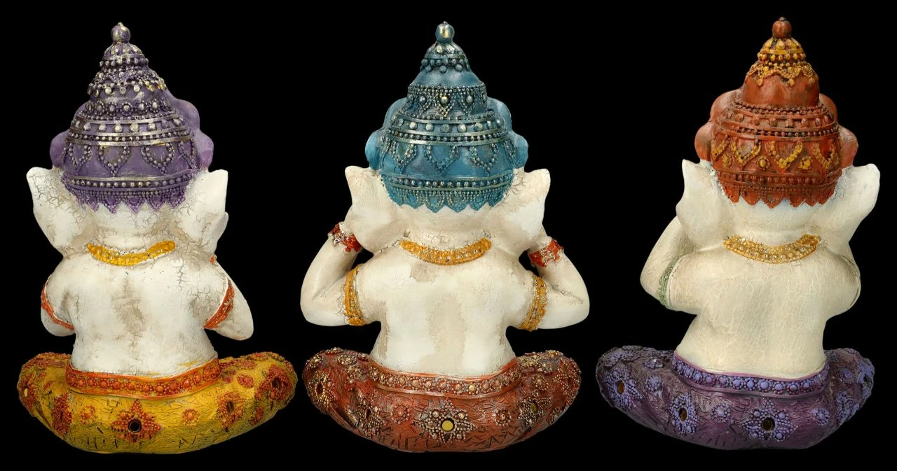 Ganesha Figuren Handbemalt 3er Set - Nichts Böses 6 Ganesha Figuren Handbemalt 3er Set - Nichts Böses – Bild 4