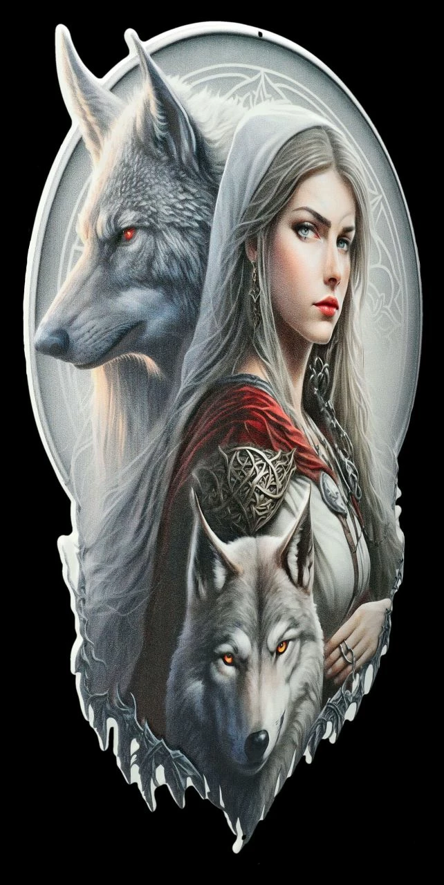 Blechschild - Magische Schönheit Mit Wölfen 5 Blechschild - Magische Schönheit Mit Wölfen – Bild 3