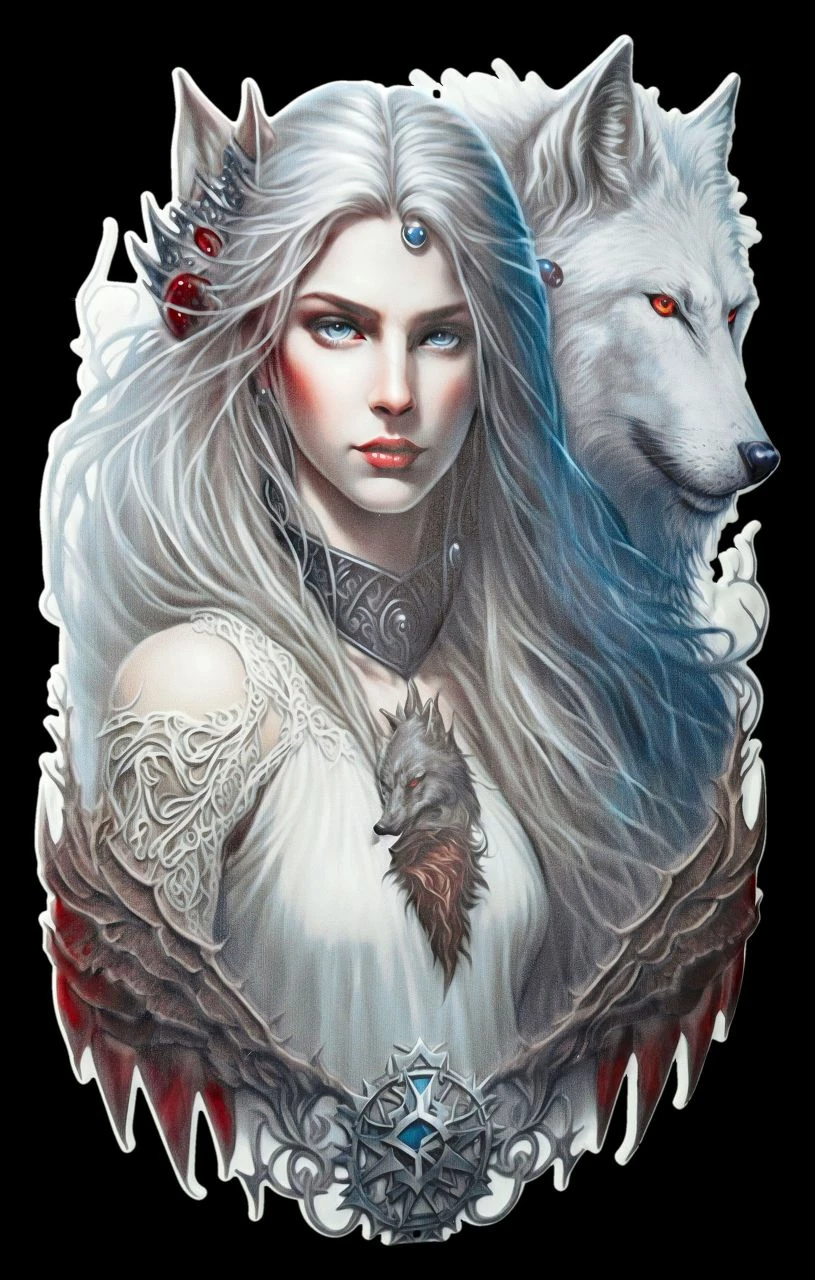 Blechschild - Magierin Mit Wolf 4 Blechschild - Magierin Mit Wolf – Bild 2
