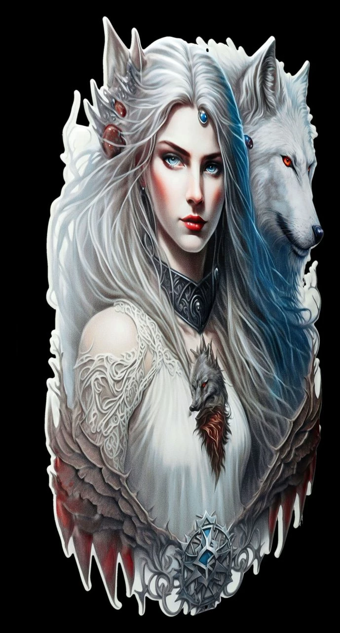 Blechschild - Magierin Mit Wolf 5 Blechschild - Magierin Mit Wolf – Bild 3