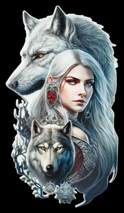 Blechschild - Düstere Schönheit Mit Wölfen