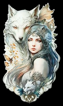 Blechschild - Kiegerin Des Lichtes Mit Wölfen