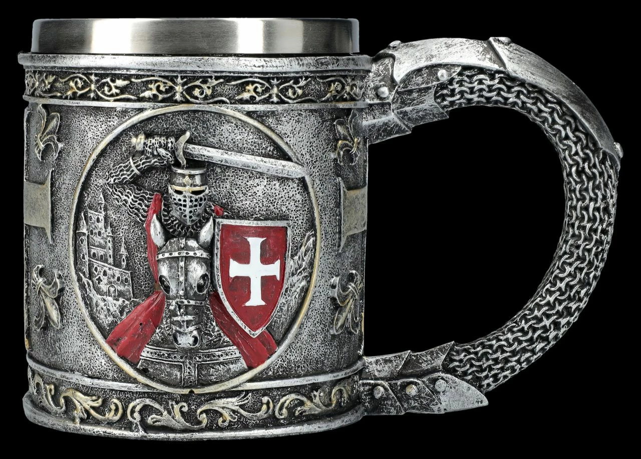 Ritter Krug - Kreuzritter Auf Pferd - Rot 3 Ritter Krug - Kreuzritter Auf Pferd - Rot