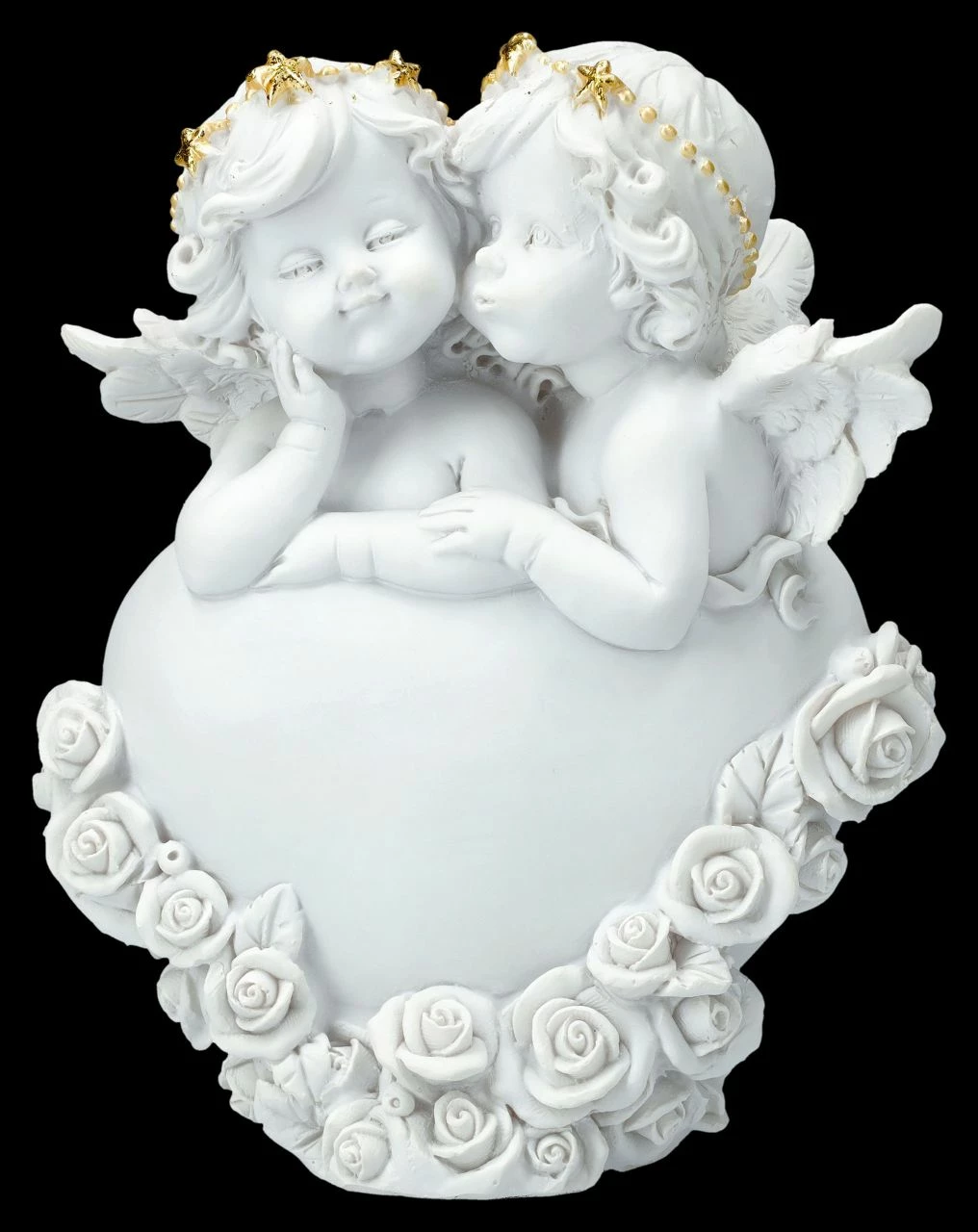 Engel Figur - Putten Mit Herz "Bussi" 3 Engel Figur - Putten Mit Herz "Bussi"