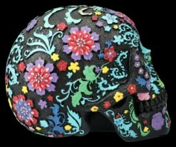 Totenkopf Figur Schwarz Mit Buntem Blumenmuster -FIGUREN Verkäufe 2D FS26684 Totenkopf Figur schwarz mit buntem Blumenmuster 4 1280x1280
