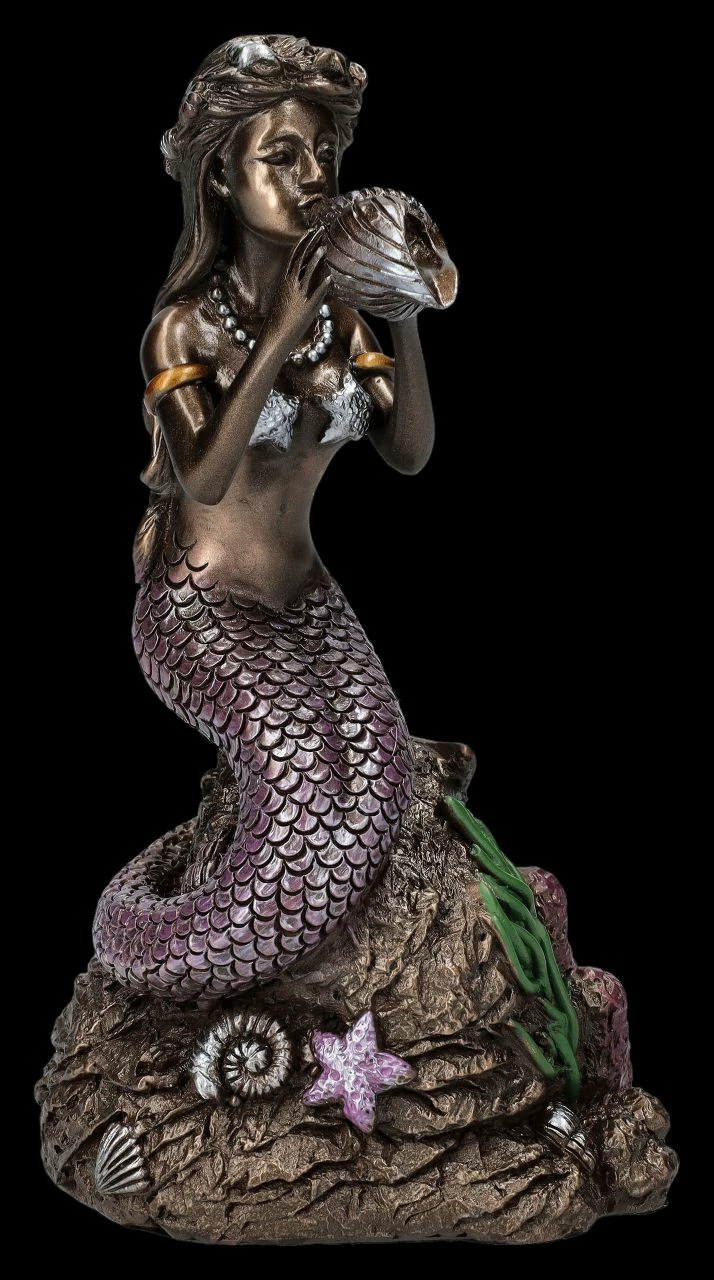 Meerjungfrauen Figur Mit Muschel Trompete 4 Meerjungfrauen Figur Mit Muschel Trompete – Bild 2