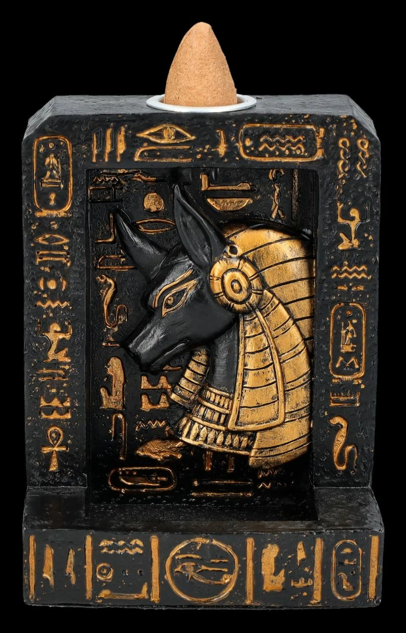 Rückfluss-Räucherhalter - Anubis Hieroglyphen 3 Rückfluss-Räucherhalter - Anubis Hieroglyphen