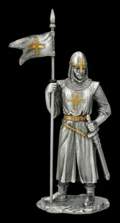 Zinnritter Figur - Kreuzritter Mit Fahne