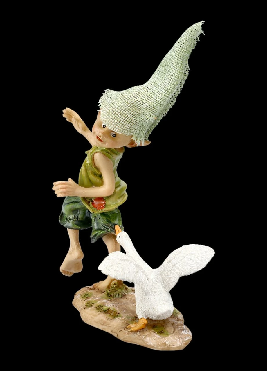 Pixie Kobold Figur Mit Gans - Lass Mich Los 4 Pixie Kobold Figur Mit Gans - Lass Mich Los – Bild 2