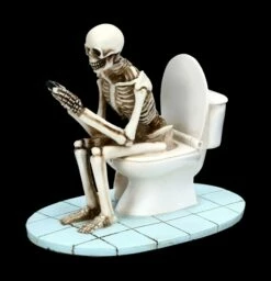 Skelett Figur Sitzt Auf WC