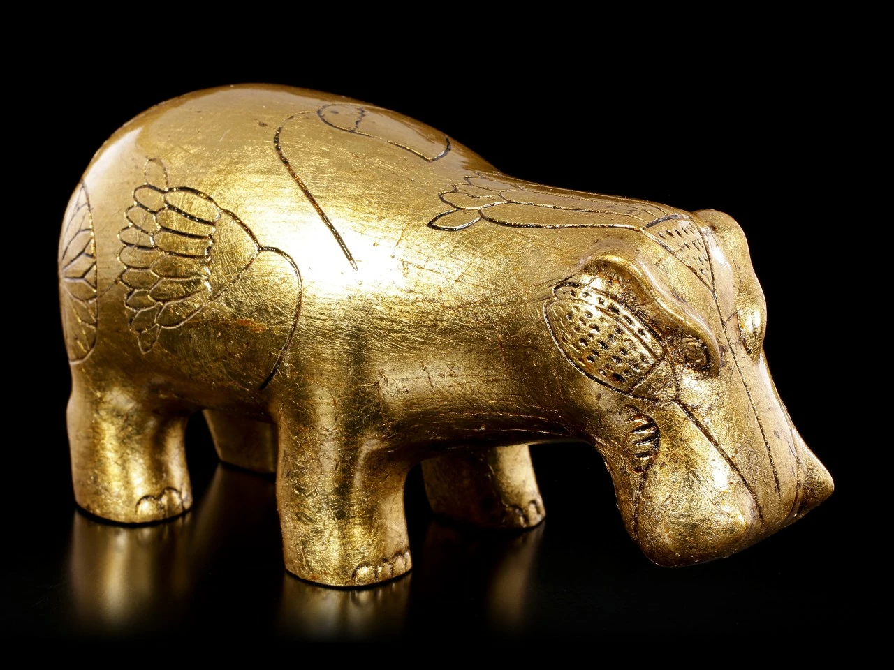 Ägyptische Nilpferd Figur - Goldfarben 5 Ägyptische Nilpferd Figur - Goldfarben – Bild 3