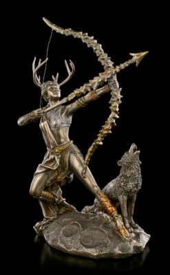 Artemis Figur Auf Mond Mit Wolf