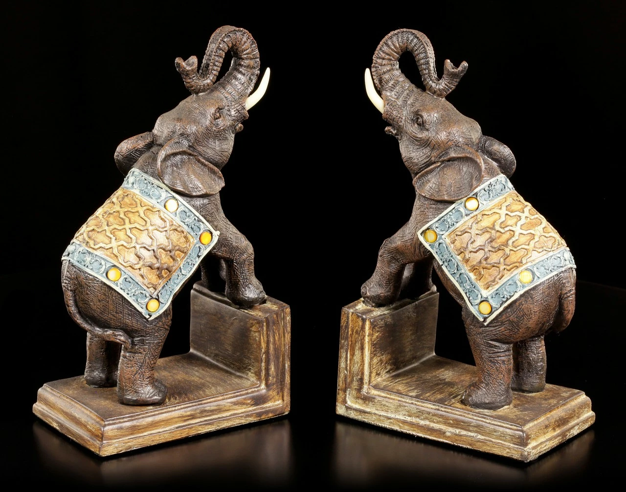 Buchstützen Set - Geschmückte Elefanten 6 Buchstützen Set - Geschmückte Elefanten – Bild 4