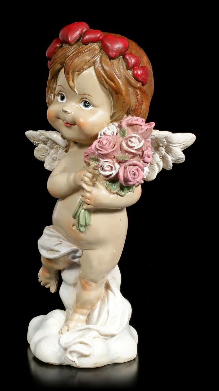 Cherub Figur - Kleiner Engel Mit Blumenstrauß 5 Cherub Figur - Kleiner Engel Mit Blumenstrauß – Bild 3