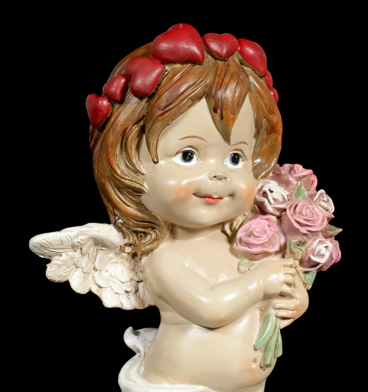 Cherub Figur - Kleiner Engel Mit Blumenstrauß 8 Cherub Figur - Kleiner Engel Mit Blumenstrauß – Bild 6