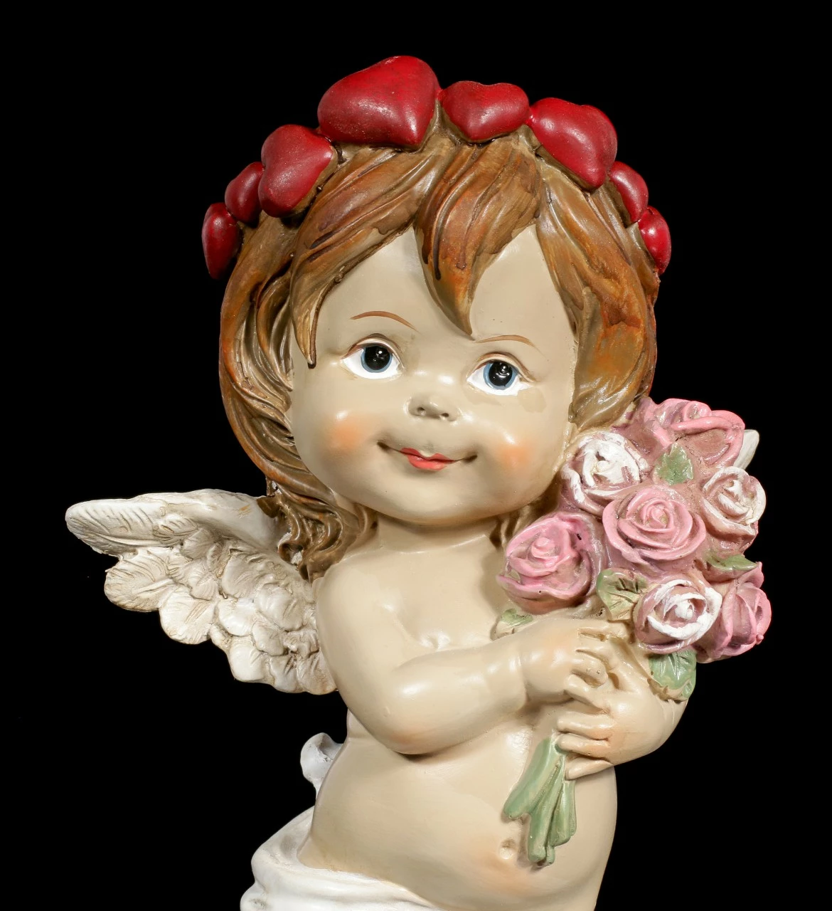 Cherub Figur - Kleiner Engel Mit Blumenstrauß 9 Cherub Figur - Kleiner Engel Mit Blumenstrauß – Bild 7