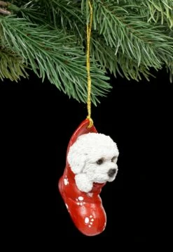 Christbaumschmuck Hund - Bichon Frisé Im Strumpf