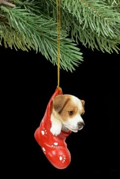 Christbaumschmuck Hund - Jack Russel Im Strumpf