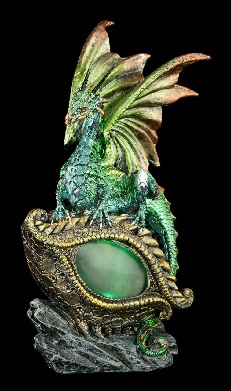 Drachen Figur Mit LED - Auge Des Drachen - Grün 6 Drachen Figur Mit LED - Auge Des Drachen - Grün – Bild 4