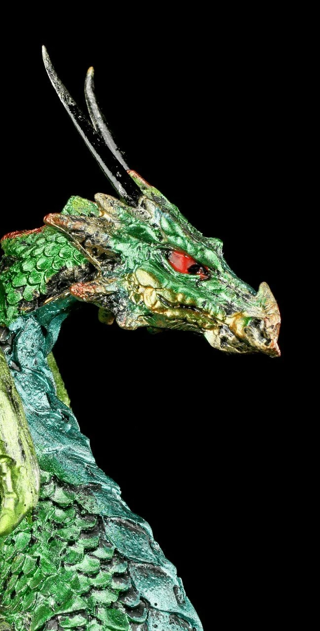 Drachen Figur Mit LED - Auge Des Drachen - Grün 7 Drachen Figur Mit LED - Auge Des Drachen - Grün – Bild 5