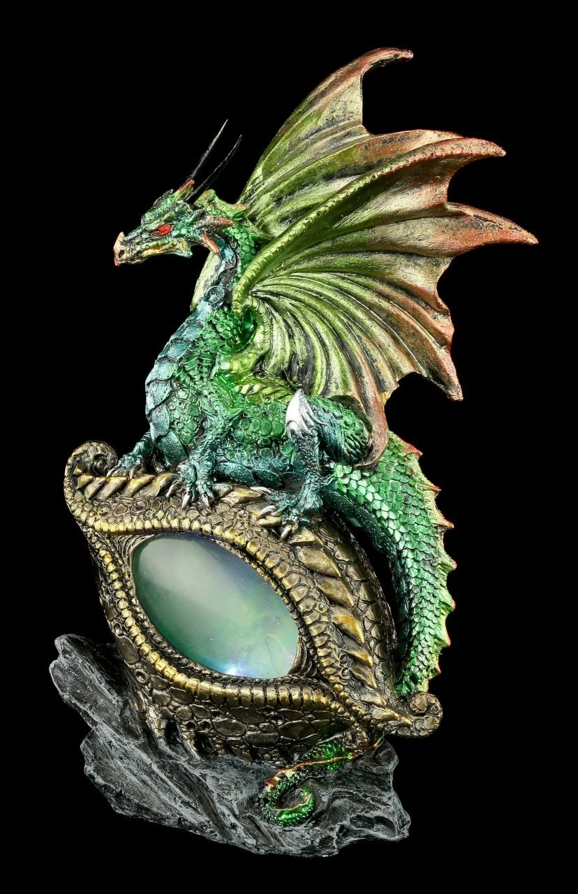 Drachen Figur Mit LED - Auge Des Drachen - Grün 3 Drachen Figur Mit LED - Auge Des Drachen - Grün