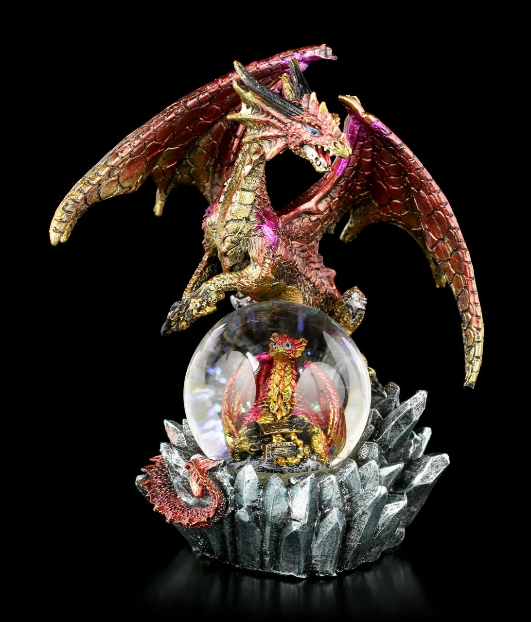 Drachenfigur Mit Schneekugel - Ruby Oracle 3 Drachenfigur Mit Schneekugel - Ruby Oracle